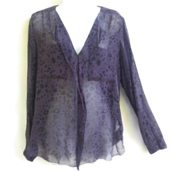 Aritzia Tops - T Babaton Blouse Sheer Pure Silk Button Animal M